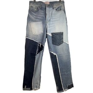 REVICE  Love at first sight  button Fly Patchwork Blue Jeans Women’s size 30